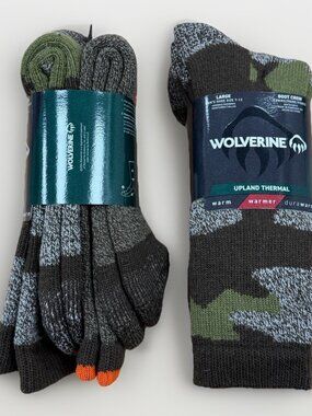 Wolverine Men's Upland Thermal Boot Crew Socks L/7-12 Wool 2 Packs of 2/4 Pairs